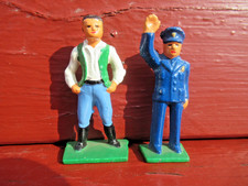 Vintage Cast Metal Policeman and Man Standing w/ Hands on Hips Figures 2.5" tall
