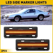 For 82-92 Pontiac Firebird Amber Smoked Led Front Bumper Side Marker Lights 2pcs
