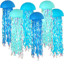 10" Jellyfish Paper Lanterns Lamps - Gradient Blue under the Sea Party Decoratio