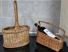 Vintage Wicker Bottle Carrier & Bottle Pourer Holder.