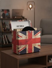Record Storage Case, Holds 30 Vinyl Records, Heavy-Duty Hardware, UK Flag