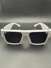 Miu Miu Women's Square White Sunglasses Oversized Black Tinted Lens Designer