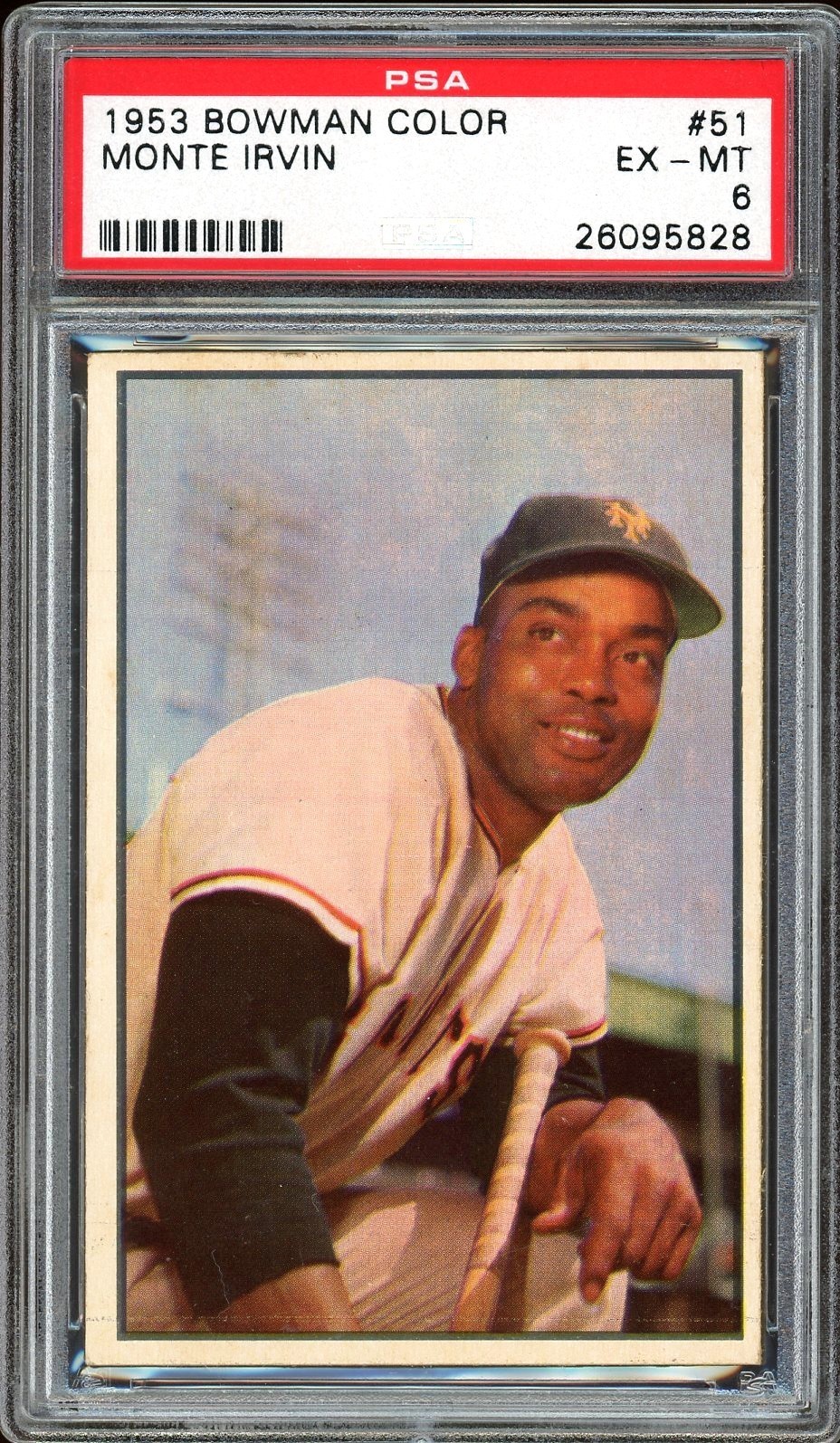 1953 Bowman Color #51 Monte Irvin HOF New York Giants PSA 6 EX-MT
