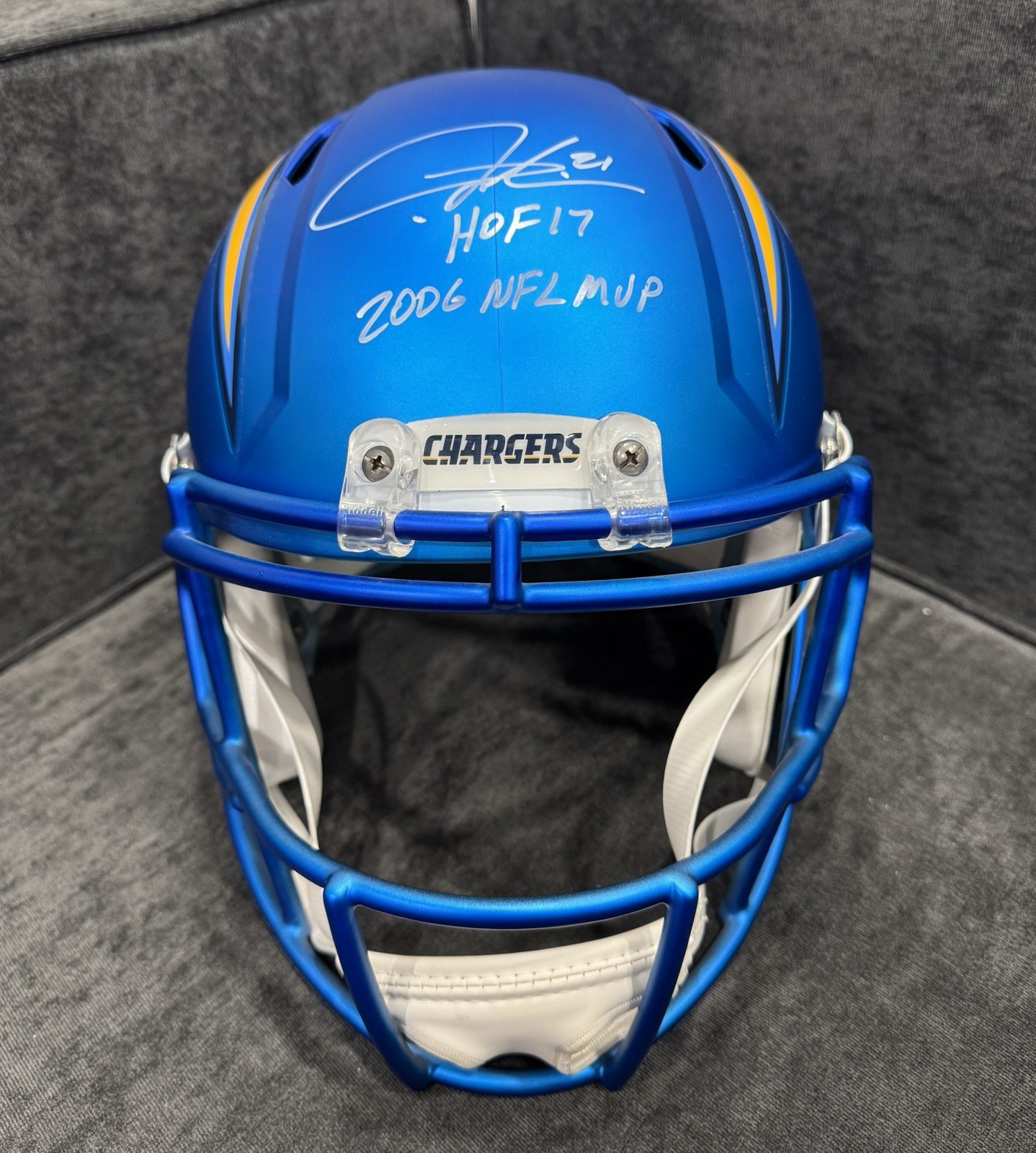 LaDainian Tomlinson Autographed Signed San Diego Chargers /Dan Fouts Chargers Blaze Helmet HOF Beckett/JSA 