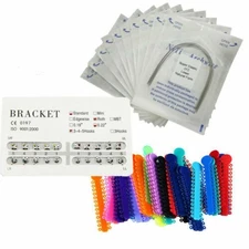 Dental Orthodontic Braces Kit 0.022 Roth Bracket NiTi Arch Wires Ligature Ties