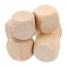 6pcs Blank Wooden Dice, 40mm 1-1/2 inch Unfinished Wooden Cube Rounded Corners