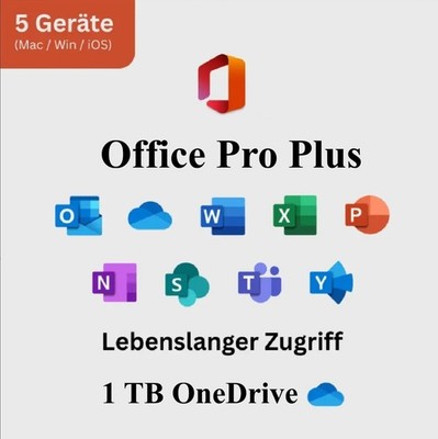 Microsoft Office 365 Professional Plus | Dauerzugang | 5 Geräte | Mac/Windows