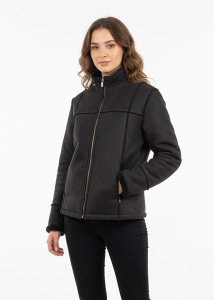 Women Coat Black Polyester 34 / XS / 42