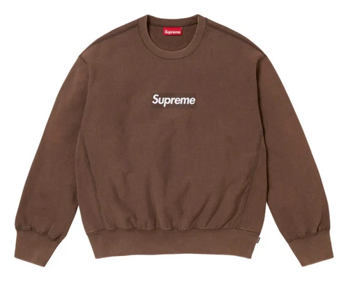 Logo Supreme Boîte Lavée Col Rond Marron Petit SS25 NEUF SOUS BLISTER !!️