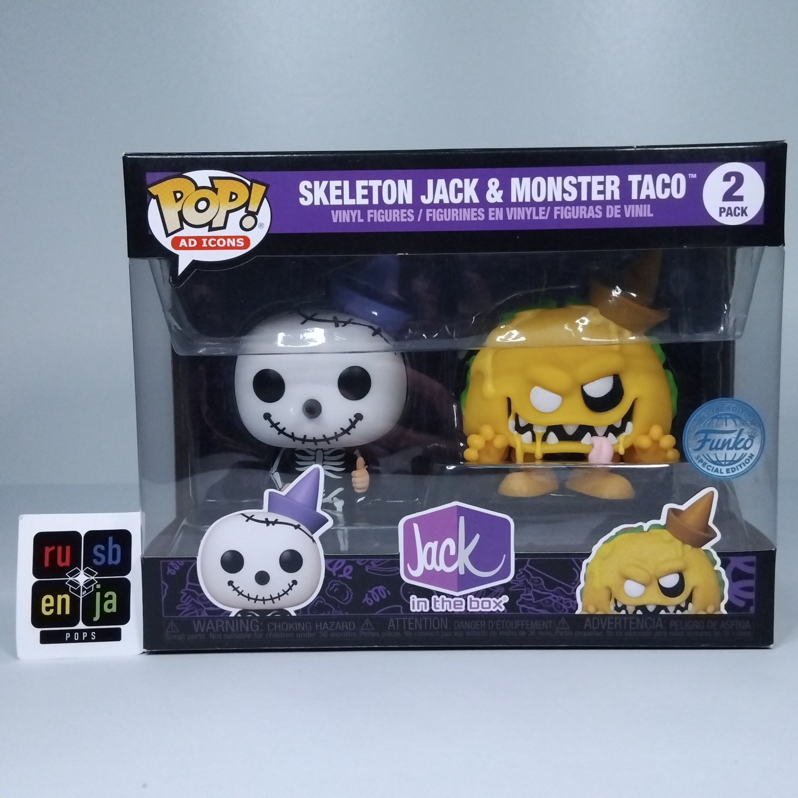 Funko Pop! Paquete de 2 iconos publicitarios Skeleton Jack in the Box y Monster Taco