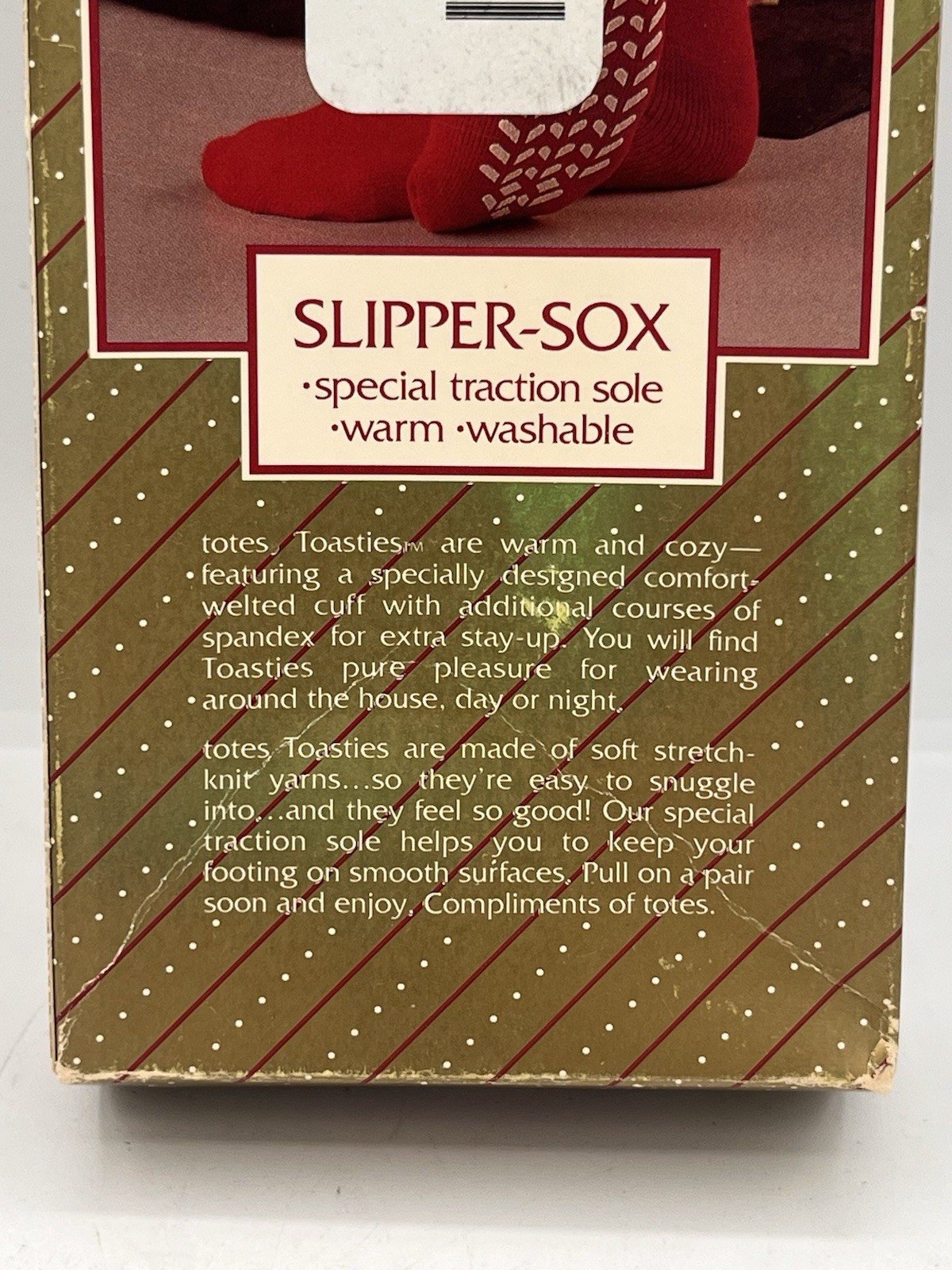 SAOLA Calzini ciabatte vintage Totes Toasties taglia unica rosso suola trazione anni 90