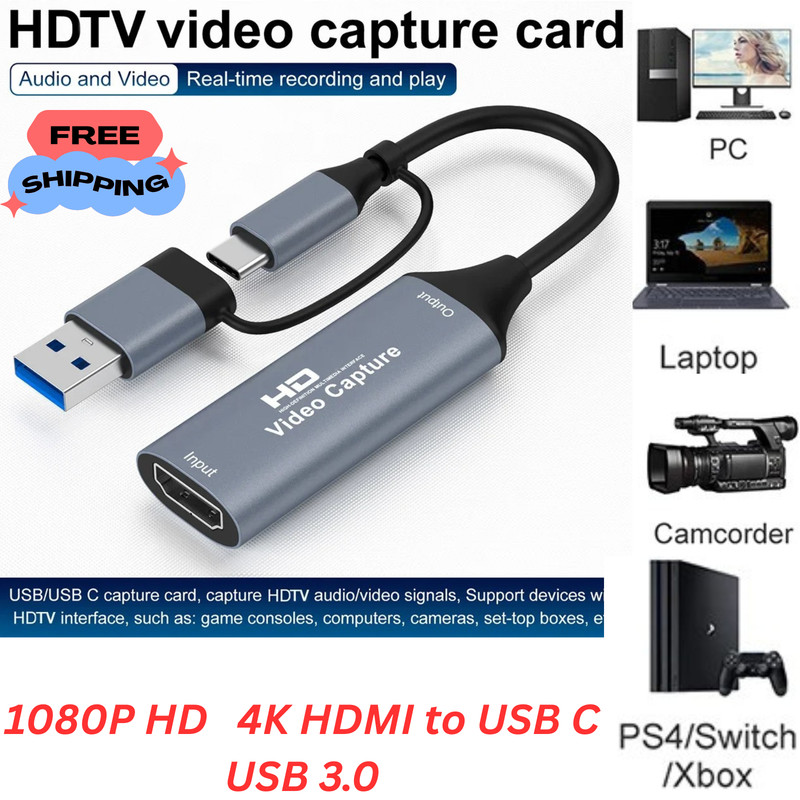 1080P HD Audio Video Capture Card 4K HDMI to USB C USB 3.0 Video Capture Devices