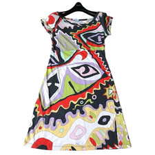 Vintage Emilio Pucci Mini Dress Iconic All over Pattern Print Multicolour Retro