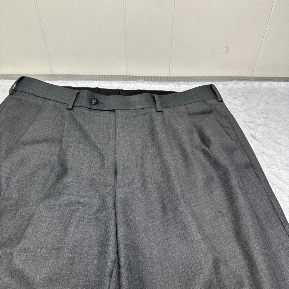 Pantalones de vestir Axist gris plisados puños rectos mezcla de rayón para hombre talla 34 x 32 Foto 4 de 4
