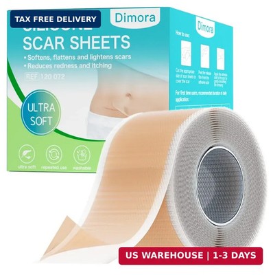 Dimora Medical Grade Silicone Scar Sheets - Ultra Soft Silicone Scar Tape (1.6''x
