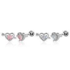 Meissa Arrow Heart Screw Back Earrings for Women Girls Toddlers Kids Baby Pink