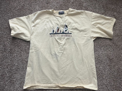 Vintage 90s Hotel Del Coronado California Yellow Embroidered  T-Shirt XL
