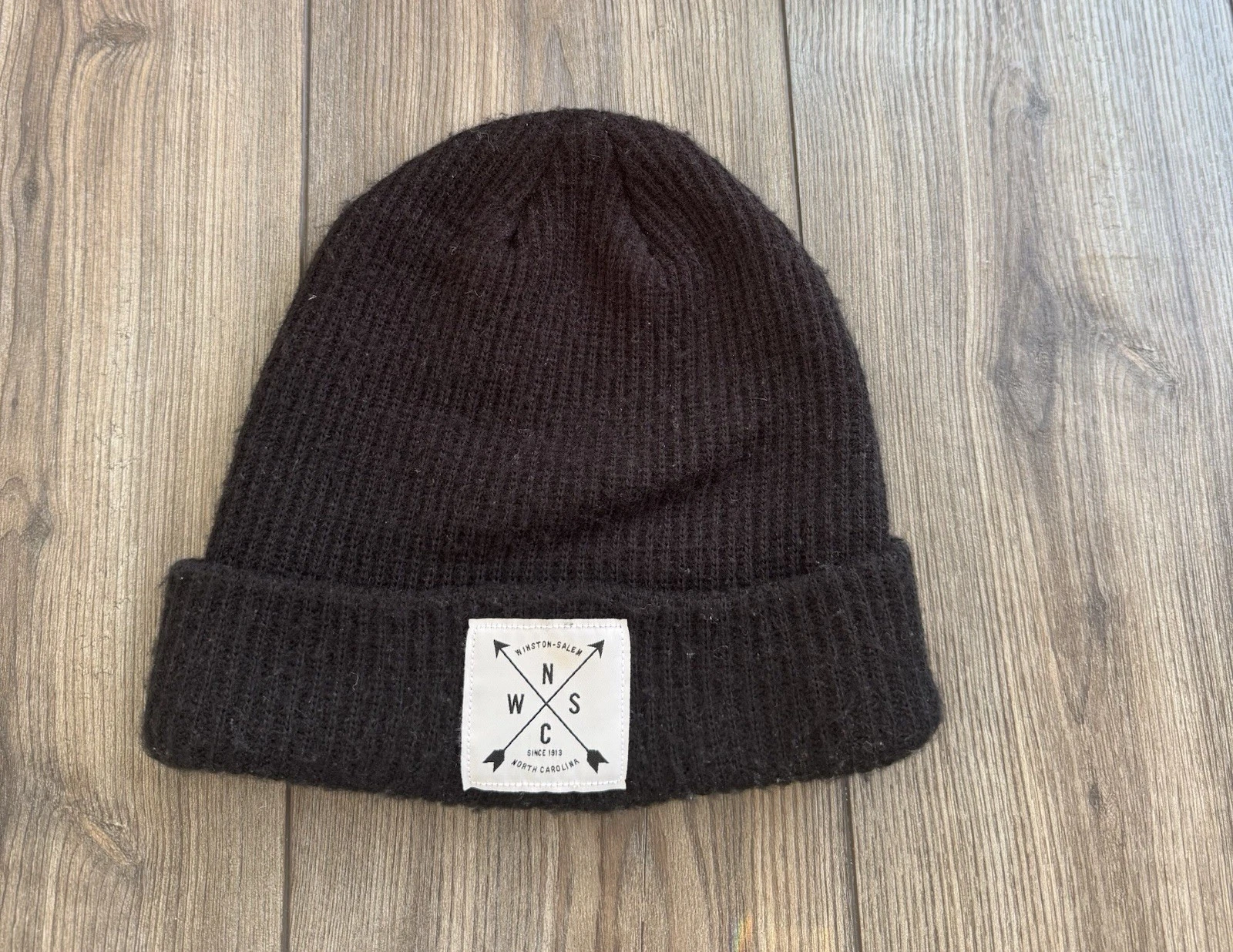 Camel City Goods “Arrows” Black Acrylic Beanie Winston-Salem NC - One Size