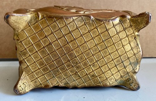 Jenning's Bros Art Nouveau JB 579 Guilded Hinged Metal Ring Casket Jewelry Box - Picture 9 of 13