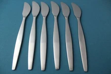 6 Modern Dinner Knives Solid Not-Serrated Gense FOCUS Satin Sweden 7 7/8"