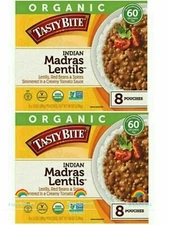 2 Packs Tasty Bite Organic Indian Madras Lentils 8 ct 80 OZ Each Pack,Total 16ct