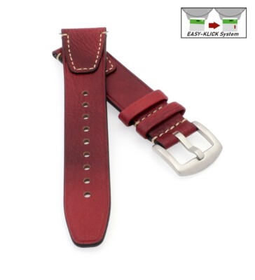 Vintage Easy-Klick Kalb-Nappaleder Uhrenarmband Modell Risa rot 20 mm