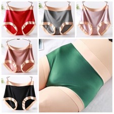 Faux Silk Satin Women Underwear Briefs Knickers Loose Plus Size High Waist