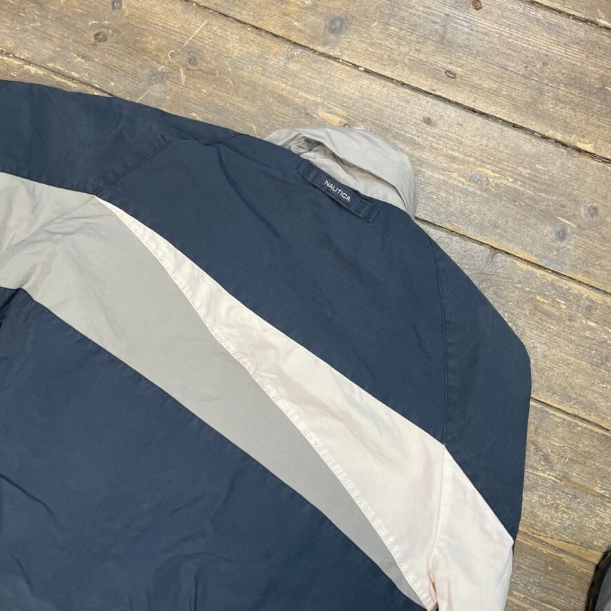 Nautica Sailing Jacket Mens Y2K Vintage Full Zip Rain Coat, Grey, XL image 9