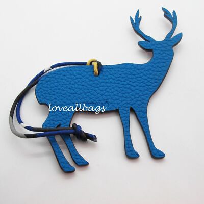 AUTH HERMES PETIT H LEATHER CHARM DEER ROUGE H & MYKONOS 4