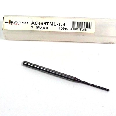 WALTER TITEX Carbide Drill 1.4mm 140D 15mm LOC x 55mm OAL A6488TML-1.4 