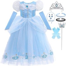 Aschenputtel Kleid für Mädchen Prinzessin Cinderella Kostüm Kinder Fasching V...