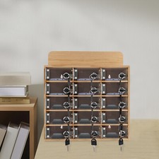 15 Slots Wood Cell Phone Locker Box Storage Cabinet Pocket with Keys NEW