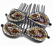 2PCS LILY CINNAMON AUSTRIAN RHINESTONE CRYSTAL HAIR COMBS COMB BARRETTE C1151C
