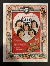 Vtg 1930s Karo Syrup AD Featuring the Dionne Quints/Bon Ami AD on Reverse Side