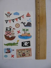 Mrs. Grossman's Stickers AHOY PIRATES Jessica Flick 1 Sheet 4" X 6.5" NOS