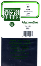 Evergreen 9517 Styrene Black Sheet .020 x 6 x 12" .080" .20cm Thick