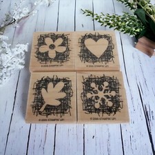 Stampin Up Unused Rubber Stamp Set of 4, Flower, Heart, Leaf, Snowflake