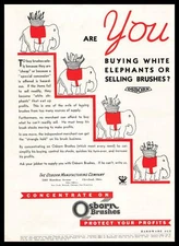 1934 Osborn Paint Brushes Cleveland Ohio White Elephant Cartoon Vintage Print Ad