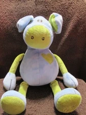 NEW Luxury Moncalin Plush Baby Blue & Lime Green Pig Stuffed Animal Lovey Toy