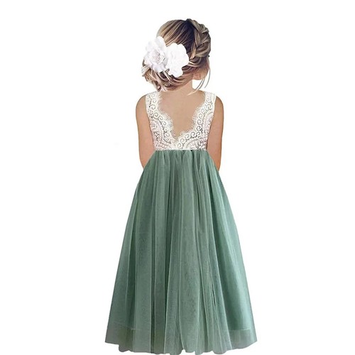 Flower Girl Dress Baby Kids Summer Princess Party Lace Wedding Birthday Dresses - Picture 30 of 31