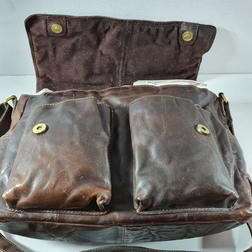 ROWALLAN Leather Satchel Messenger Bag Crossbody Logo Tote Shoulder Vintage - Picture 14 of 24