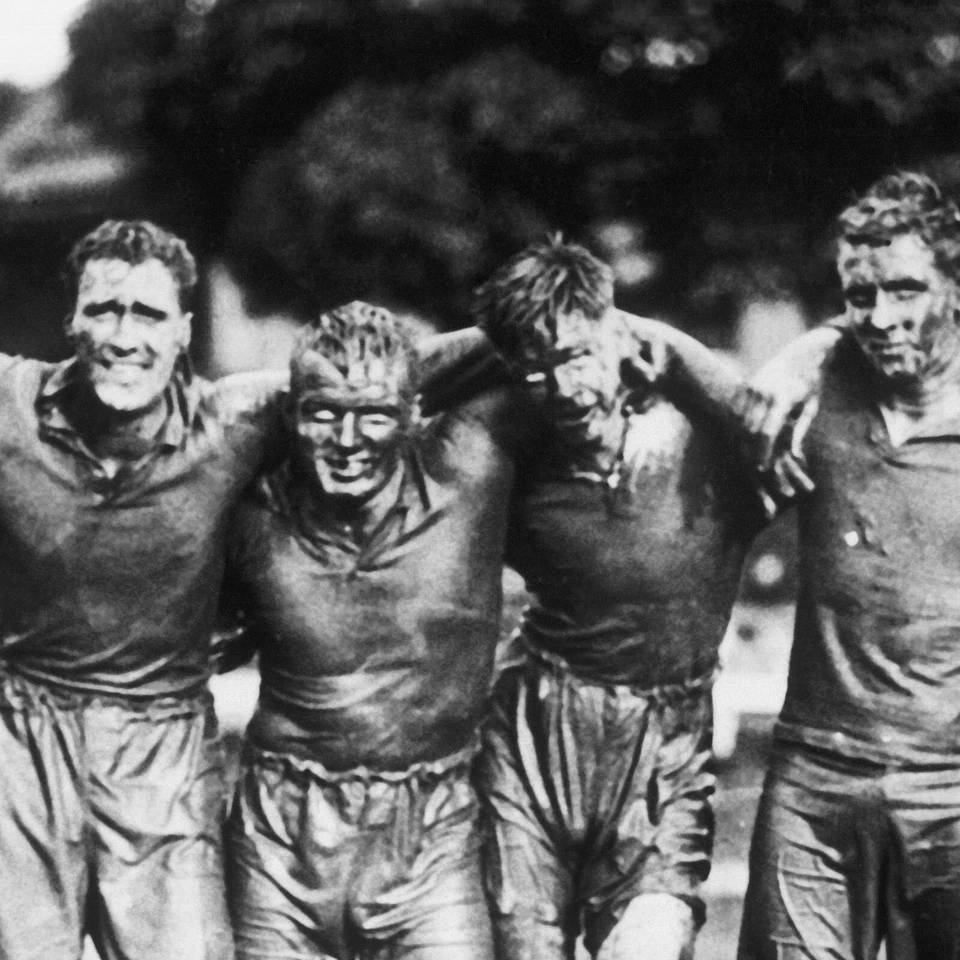 Póster fotográfico vintage del equipo de rugby impresión negro blanco fútbol fútbol arte de pared decoración Foto 2 de 2
