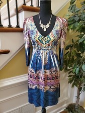 Rosebud  Print Long Sleeve Tunic Dress Sz Lge