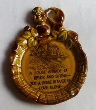 Vintage British retro ceramic spoon rest or wall hanging 1970s kitchen decor 