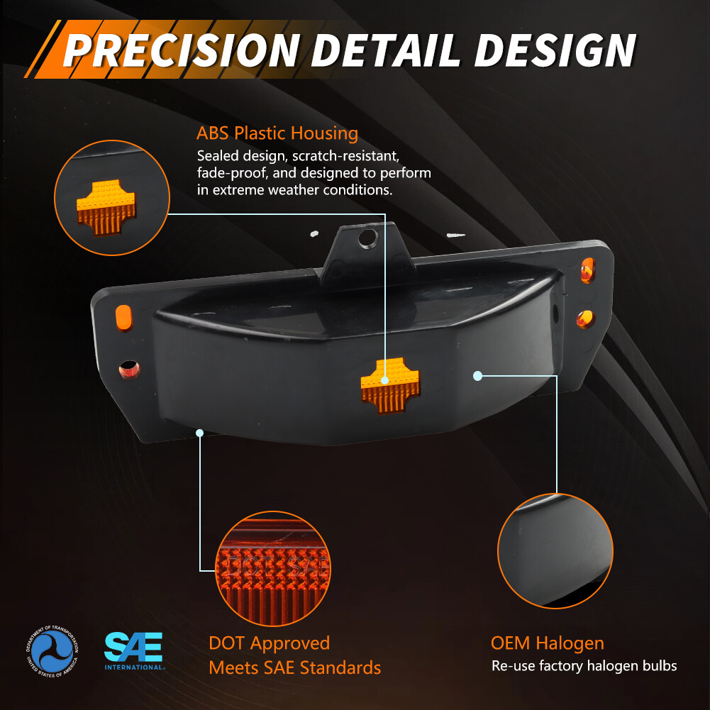 4PCS Amber Front & Red Rear Bumper Side Marker Lights For 1971-1973 Ford Mustang