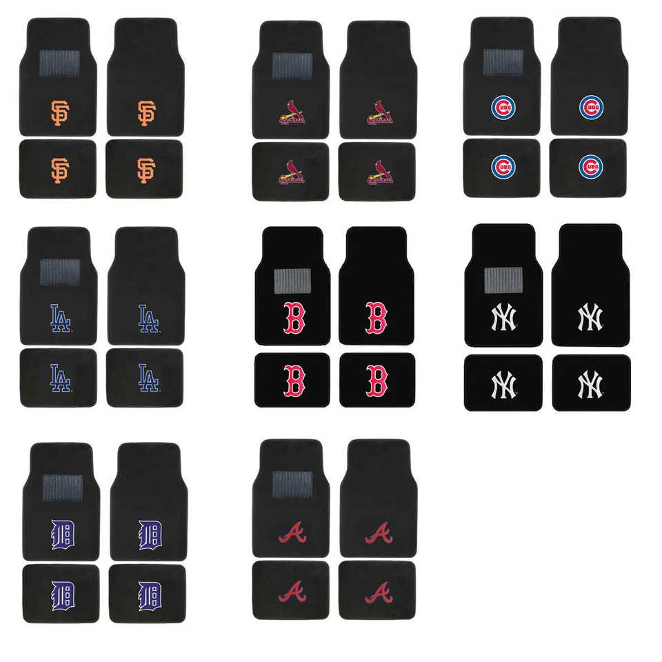 NEW 4PC MLB Pick Your Team Car Truck Front Back All Weather Carpet Floor Mats - Image 2 of 4