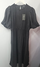Wednesday's Girl Womens Long Short Sleeve Ladies Dress Size Medium Uk 12 Black