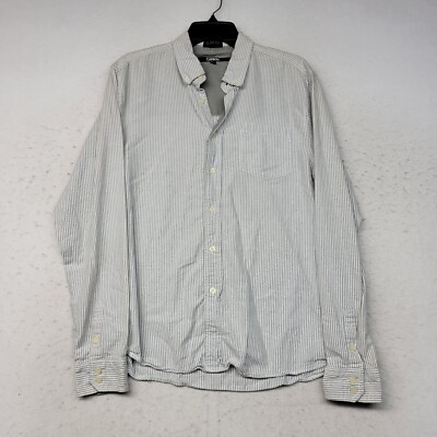Carbon Shirt Mens Large Gray Striped Slim Fit Button Up Outdoor Long Sleeve