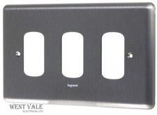 Legrand Synergy Decorative - 7331 93 - Brushed Steel 3 Module Grid Switch Plate