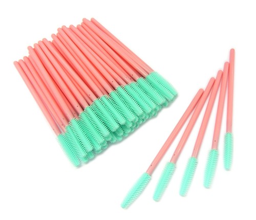 Disposable Eyelash Mascara Applicator Brush Wands Baby Pink Aquamarine 100pcs - Picture 2 of 4